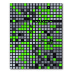Neon Green Gray Digital Grid Rug