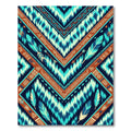 Teal Aztec Feathers Chevron Geometric Accent Rug