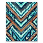 Teal Aztec Feathers Chevron Geometric Accent Rug