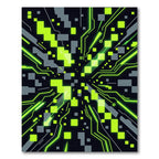 Neon Cyberpunk Matrix Circuit Grid Rug