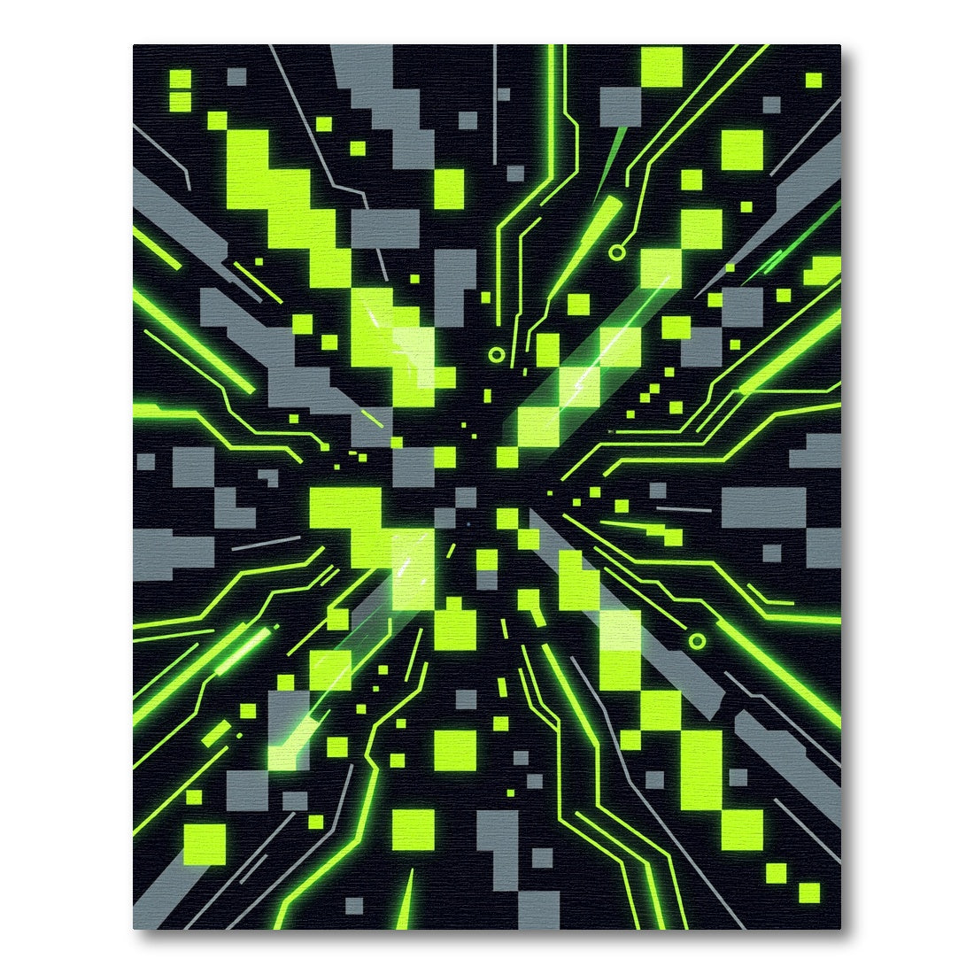 Neon Cyberpunk Matrix Circuit Grid Rug