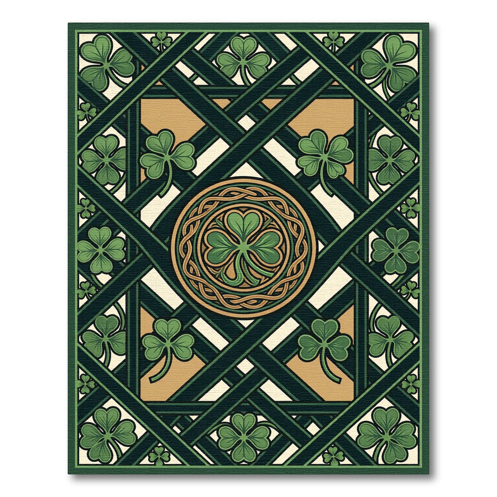 Celtic Knot Clover Lattice Emerald Rug
