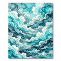 Ethereal Teal Watercolor Cloud Swirls Rug