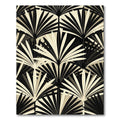 Art Deco Black Palm Frond Repeat Rug