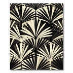Art Deco Black Palm Frond Repeat Rug
