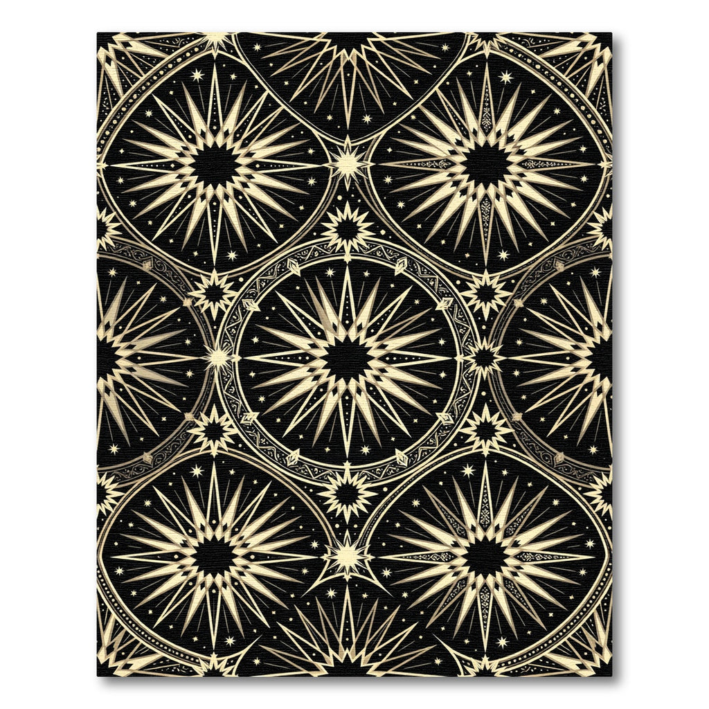 Celestial Gold Starry Geometric Black Rug