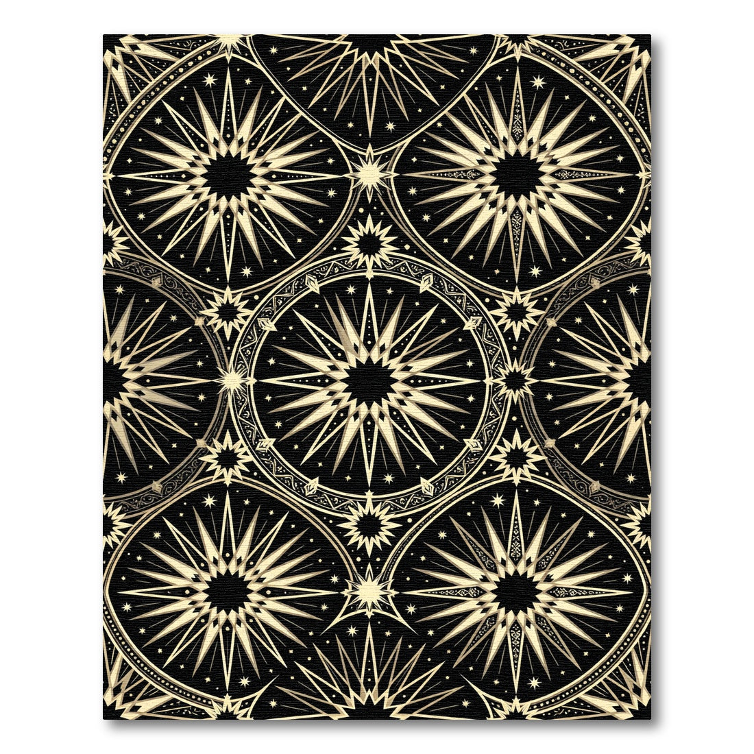 Celestial Gold Starry Geometric Black Rug
