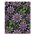 Dark Purple Passion Flower Botanical Art Rug