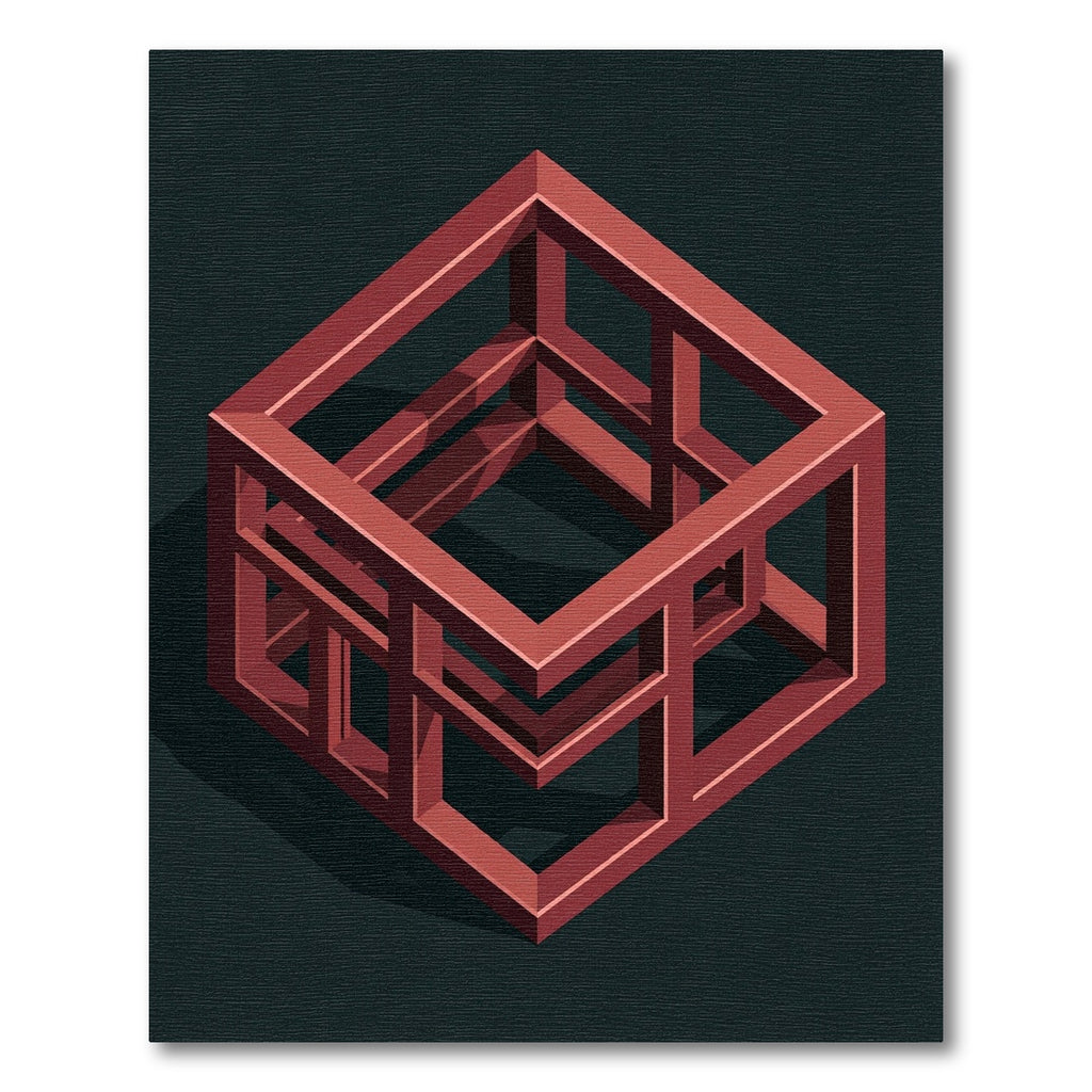 Terracotta Impossible Cube Illusion Rug