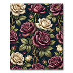 Deep Burgundy Cream Rose Garden Rug
