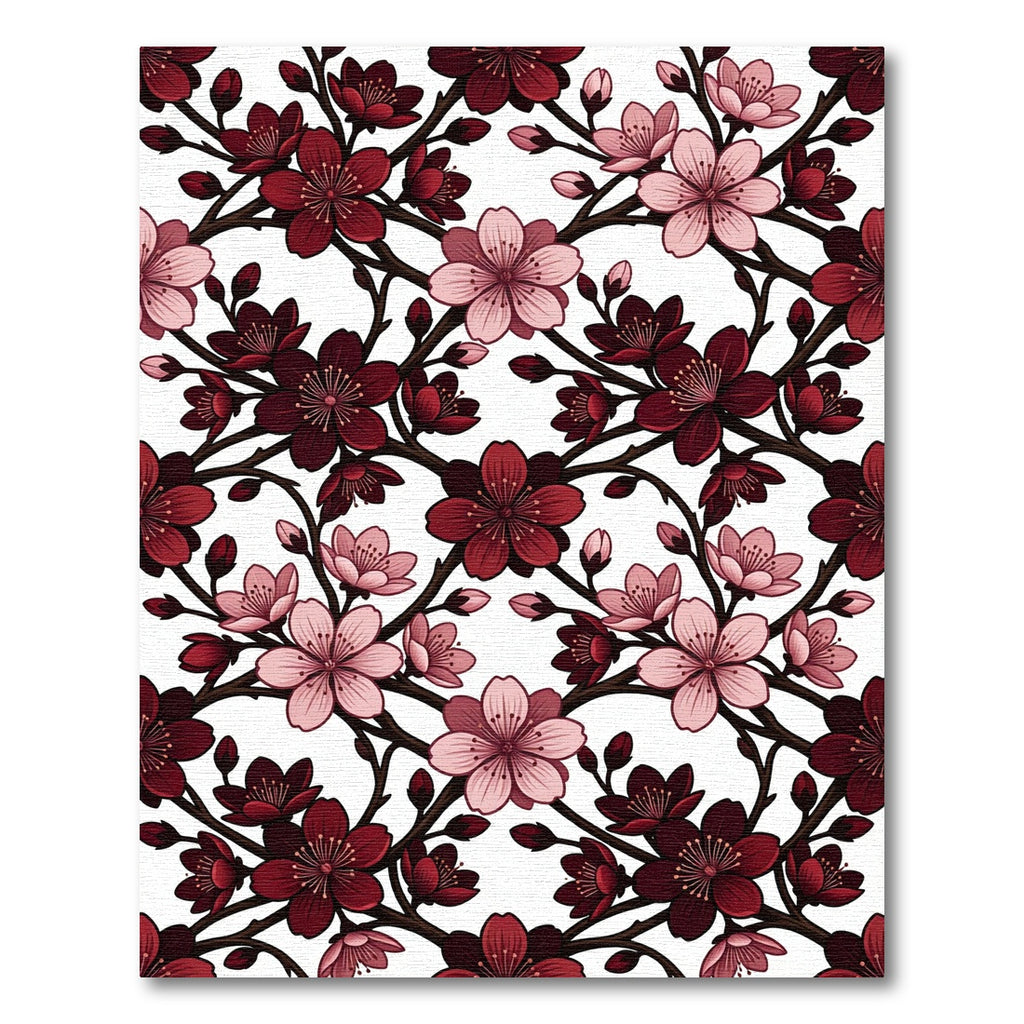 Crimson And Soft Pink Cherry Blossoms Rug