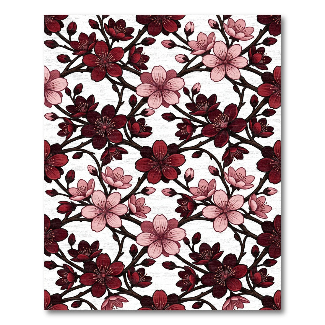 Crimson And Soft Pink Cherry Blossoms Rug