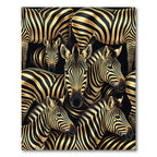Black Gold Zebra Herd Portrait Rug