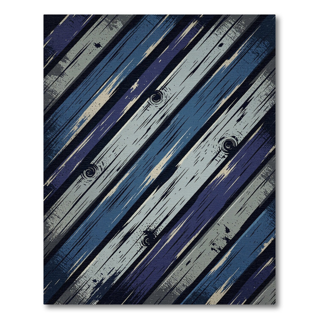 Modern Navy Indigo Diagonal Wood Plank Rug
