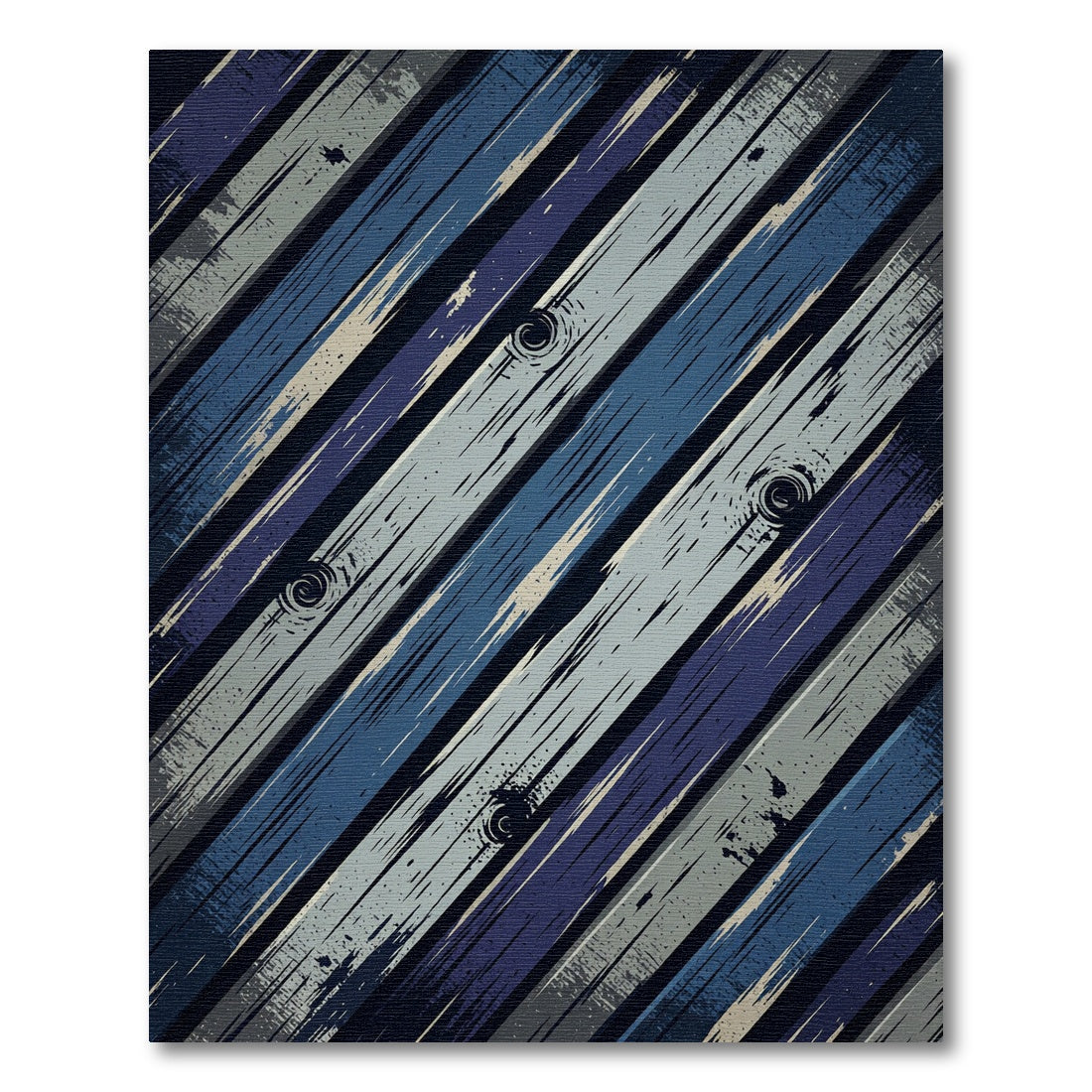 Modern Navy Indigo Diagonal Wood Plank Rug