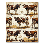 Rustic Brown Speckled Cattle Farm Art Rug