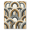 Mid-Century Gold and Charcoal Arch Rug