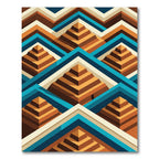 Geometric Aztec Pyramid Staircase Teal Rug