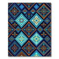 Vibrant Orange and Teal Geometric Diamonds Rug