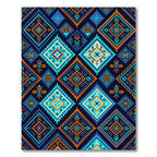 Vibrant Orange and Teal Geometric Diamonds Rug