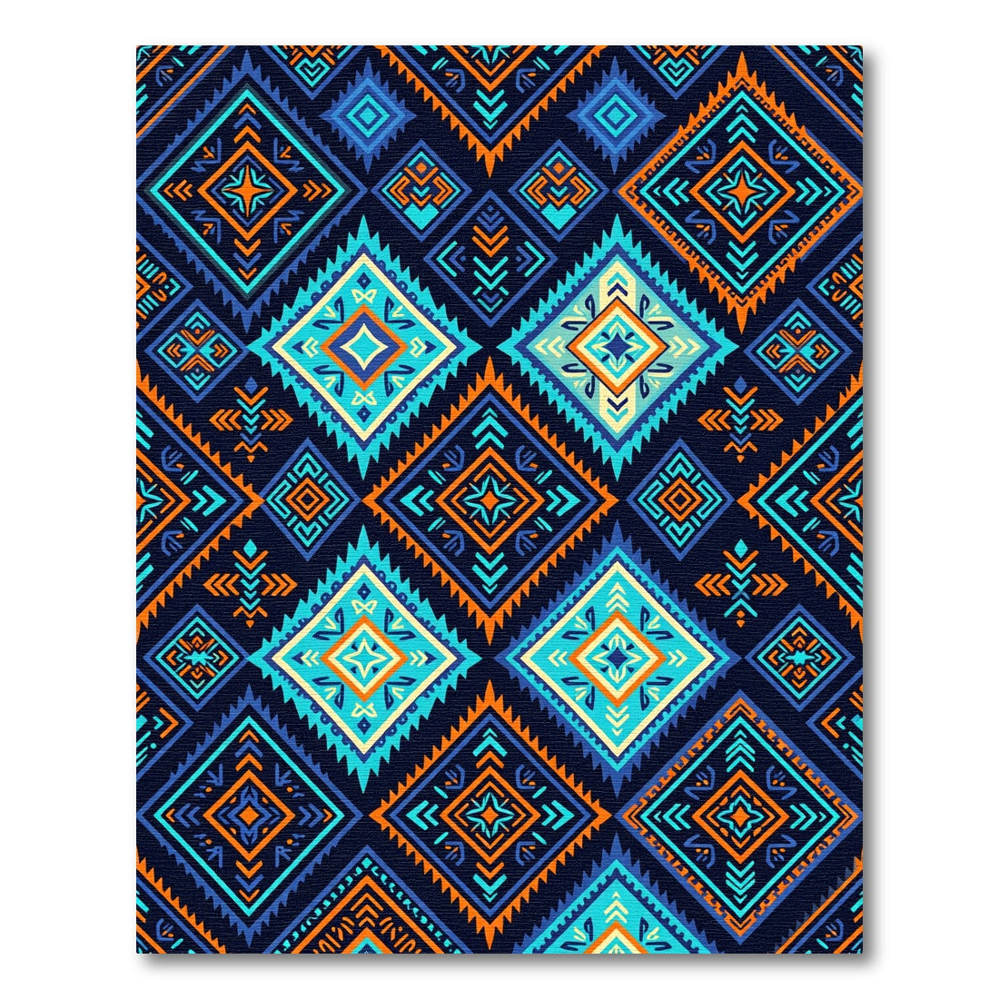 Vibrant Orange and Teal Geometric Diamonds Rug