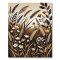 Earthy Tonal Wheatfield Flower Arrangement Rug