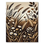 Earthy Tonal Wheatfield Flower Arrangement Rug
