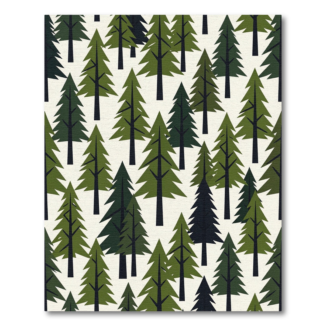 Modern Forest Evergreen Pine Tree Rug