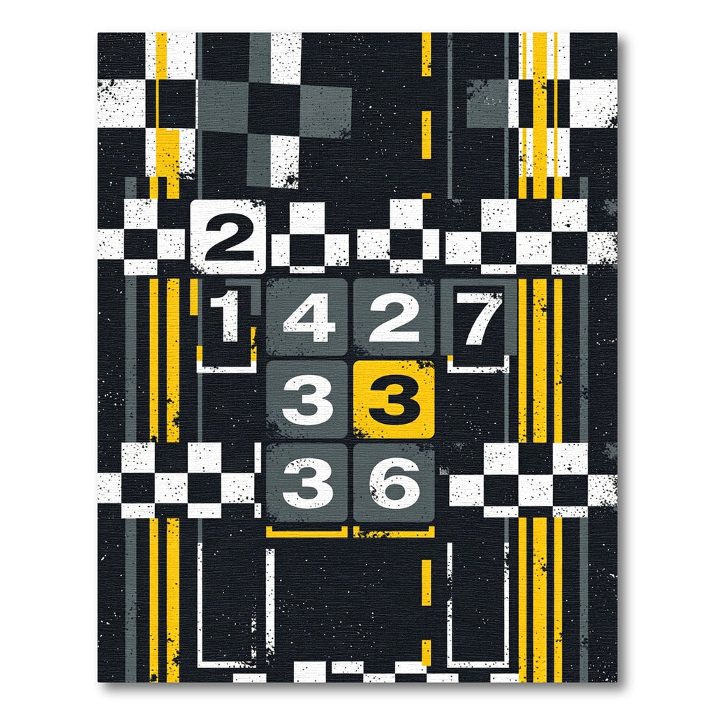 Modern Industrial Yellow Black Checkerboard Grid Rug