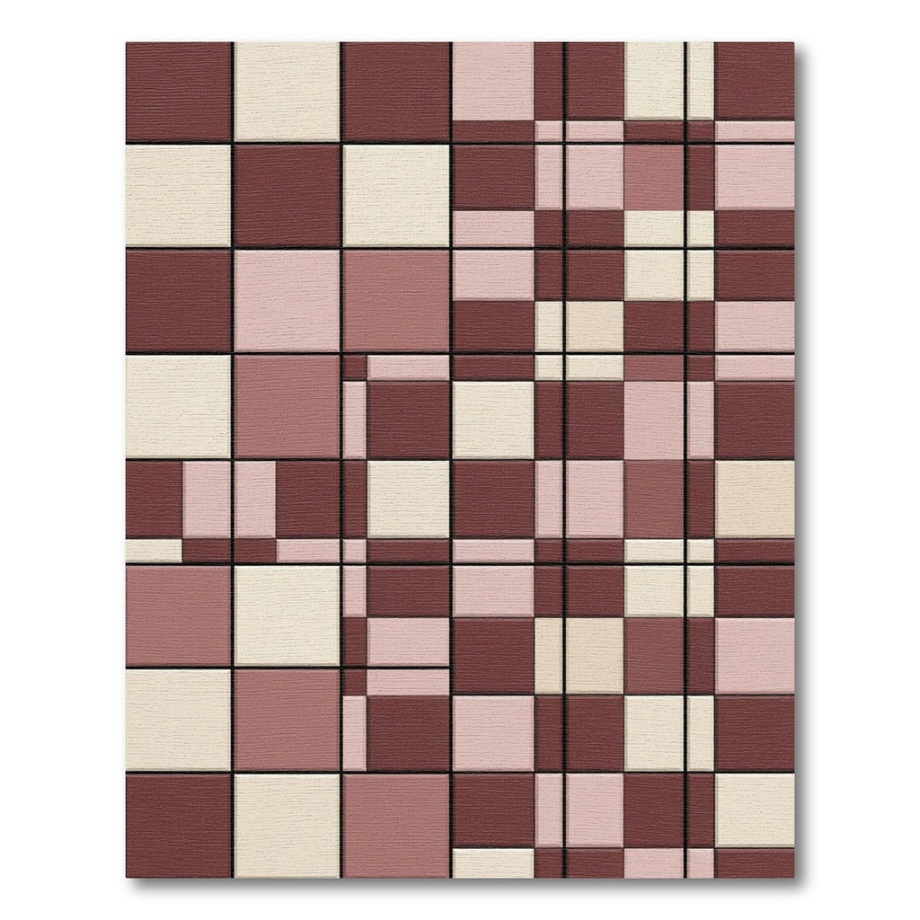 Geometric Burgundy Cream Blush Blocks Rug