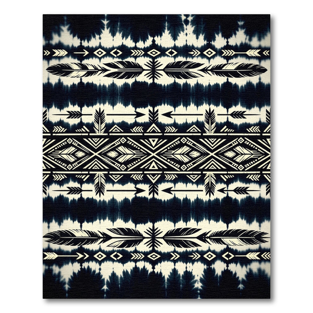 Indigo Tie Dye Tribal Arrow Feather Rug