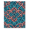 Intertwined Coral and Teal Scrollwork Rug