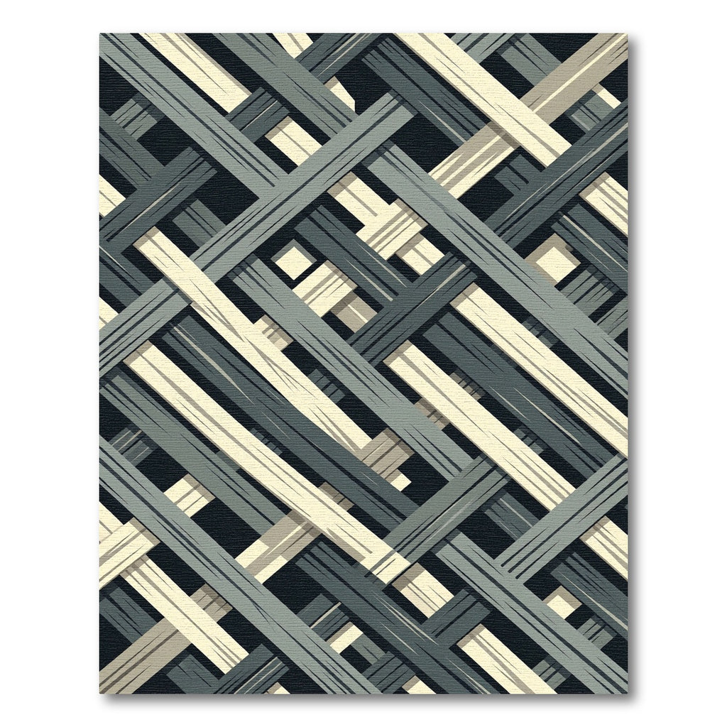 Grey and Cream Interwoven Lines Rug