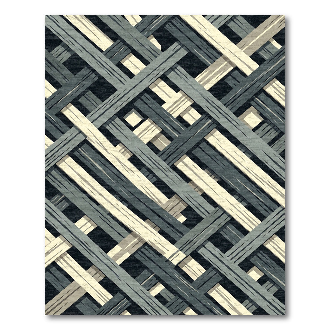 Grey and Cream Interwoven Lines Rug