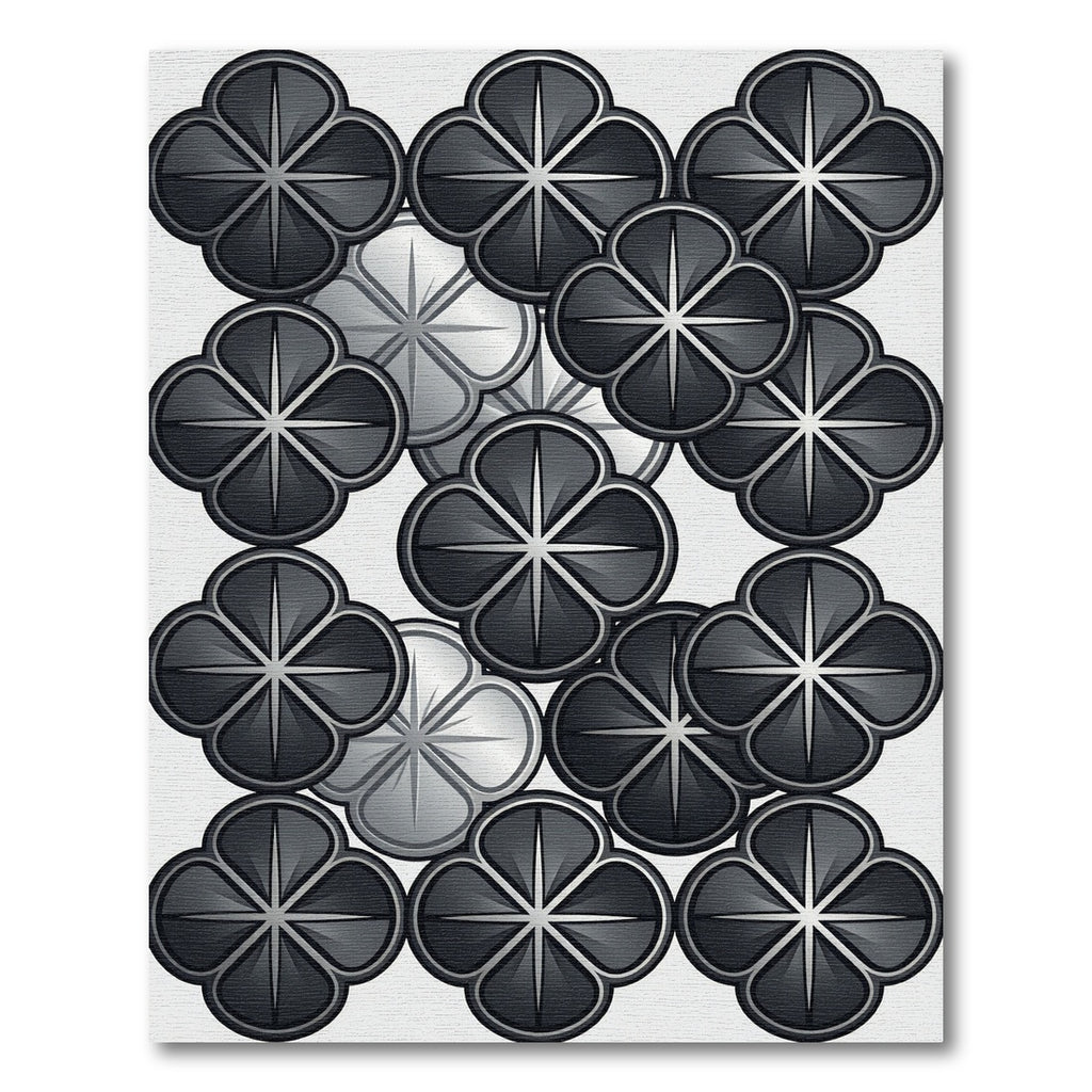 Monochromatic Gray Floral Lattice Accent Rug