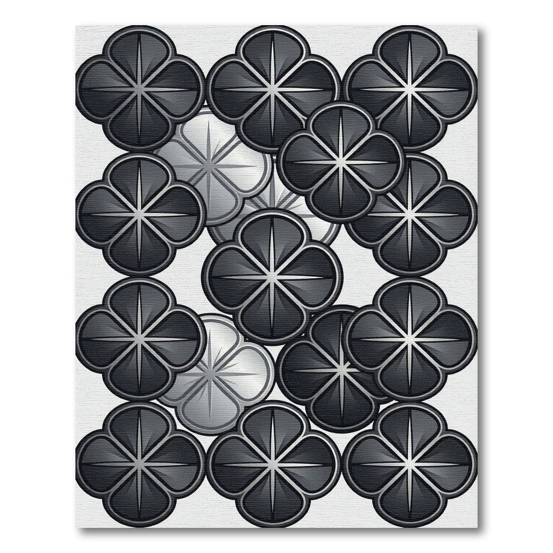 Monochromatic Gray Floral Lattice Accent Rug