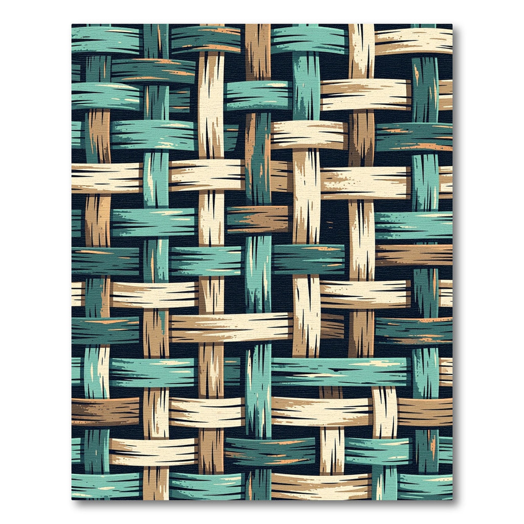 Textured Woven Teal Sand Grid Rug