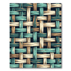Textured Woven Teal Sand Grid Rug