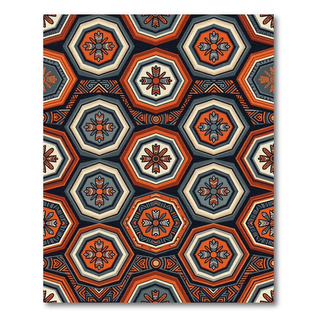 Geometric Octagon Tile Burnt Orange Rug