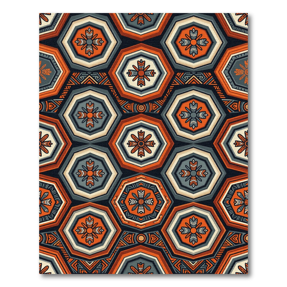 Geometric Octagon Tile Burnt Orange Rug