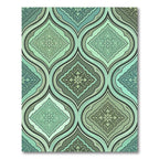 Sage Damask Ogee Medallion Teal Area Rug