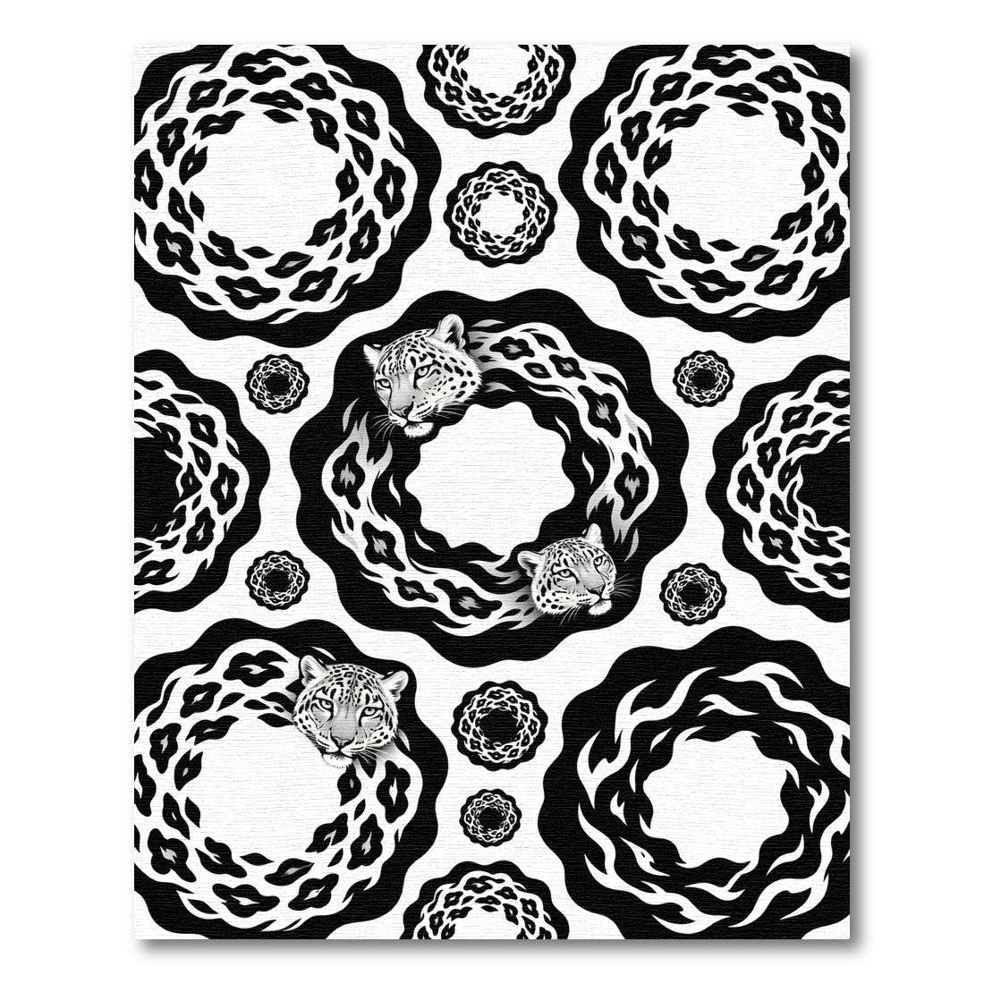 Monochromatic Leopard Abstract Circular Rug
