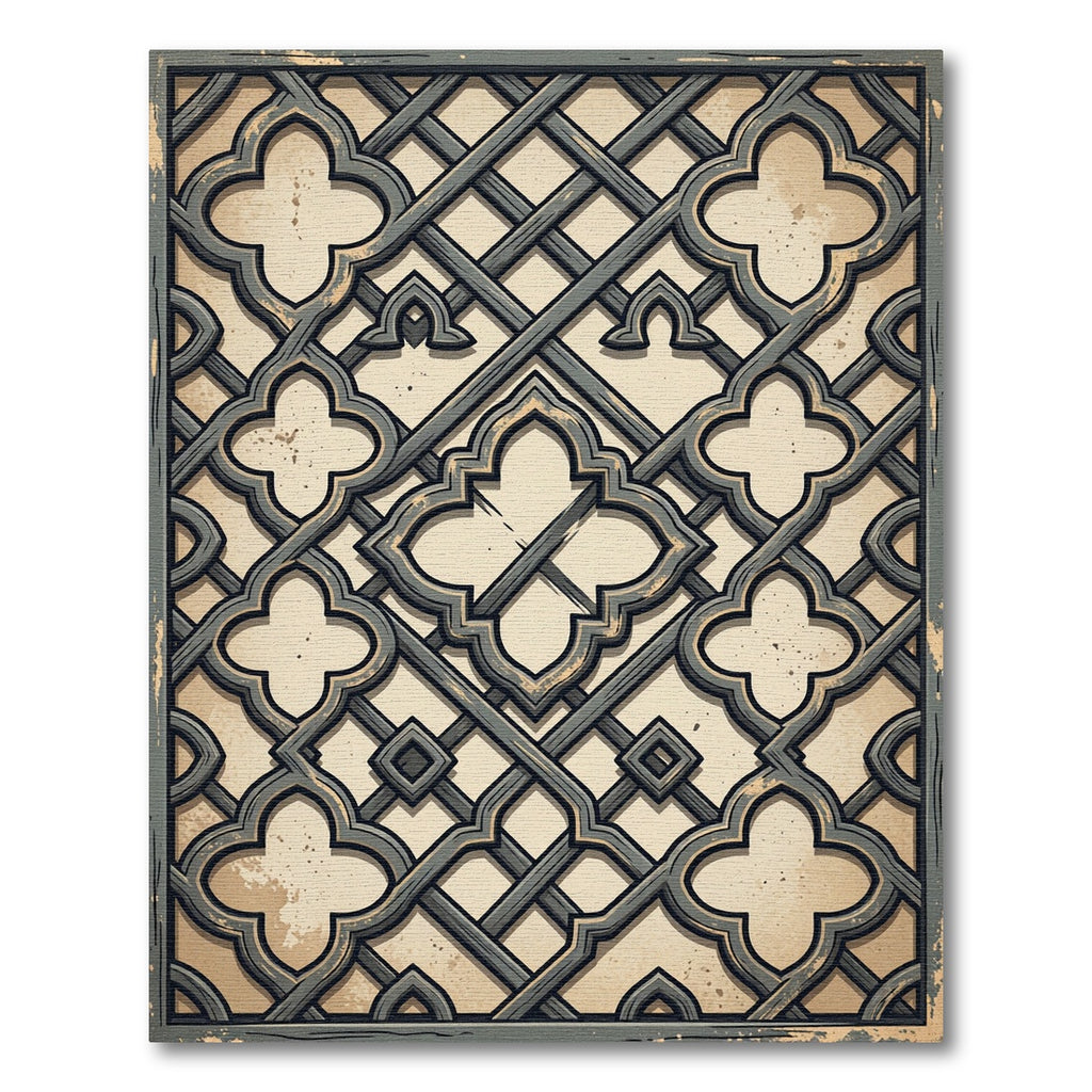Gray Quatrefoil Lattice With Diamond Accents Rug