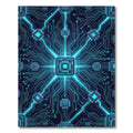 Luminous Cybernetic Circuit Board Blueprint Rug