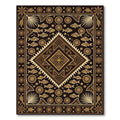 Golden Geometric Fishmedallion Dark Tapestry Rug