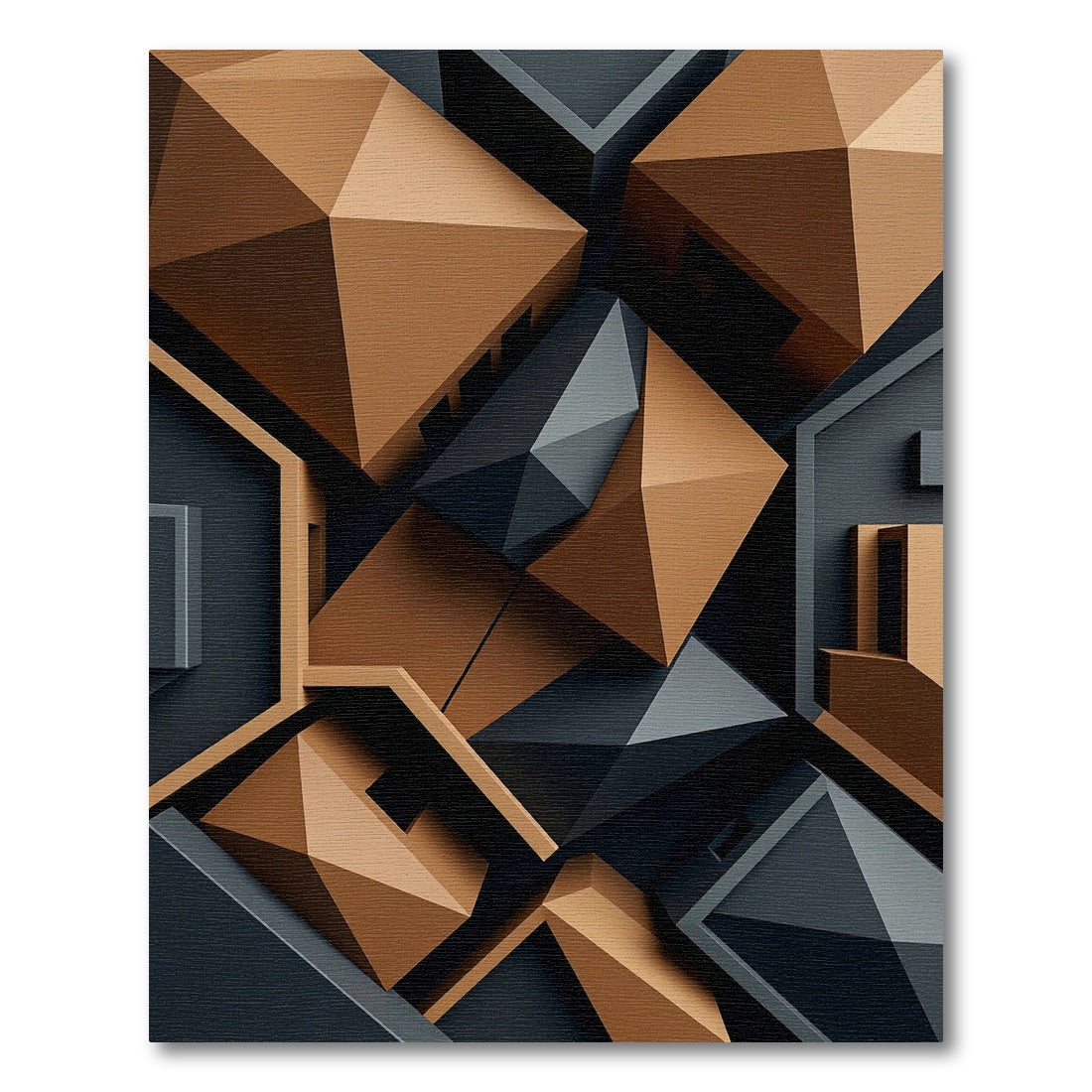 Geometric Copper and Charcoal Angular Art Rug