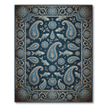 Navy Blue Paisley Fish Medallion Rug