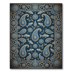Navy Blue Paisley Fish Medallion Rug