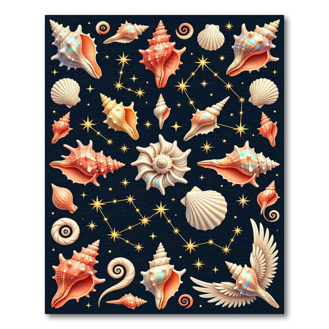 Celestial Shell Constellation Navy Area Rug