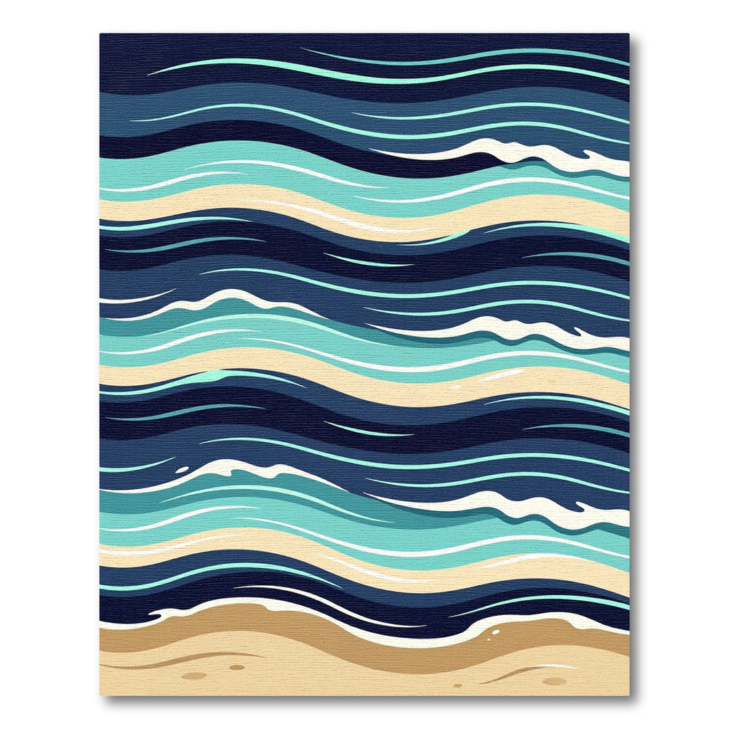 Abstract Nautical Blue Wave Shoreline Rug
